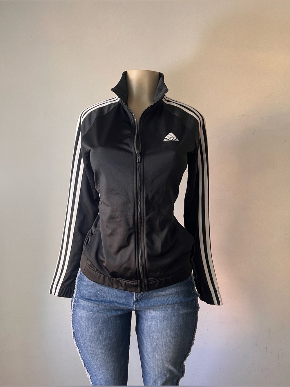 Adidas Unisex Black & White Track Jacket